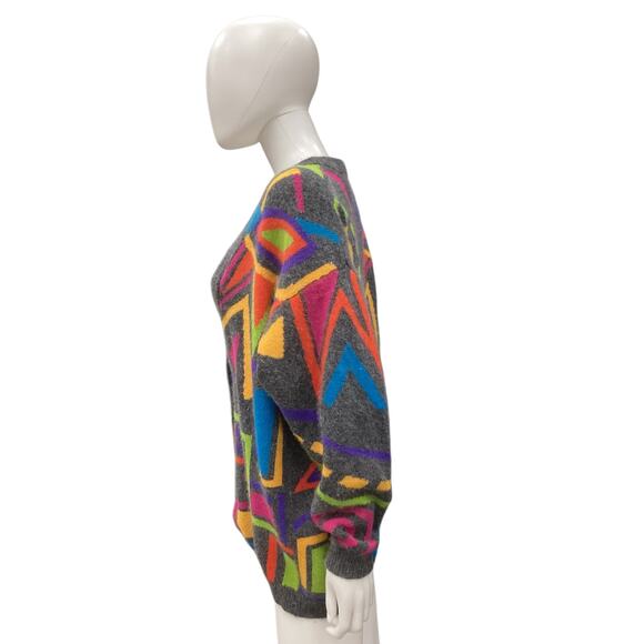 VTG I.B. Diffusion Sport Women’s Cardigan Size L Wool Angora Nylon Blend Gray - Picture 2 of 4